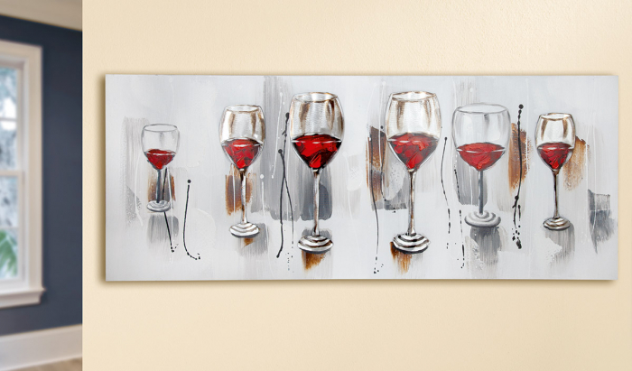 Poza Tablou Wine Tasting, panza, multicolor, 130x50x3 cm