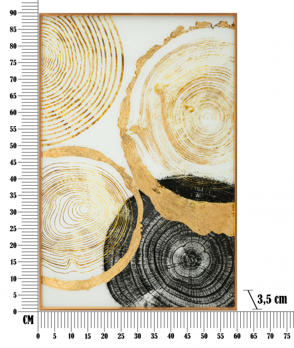 Tablou Woody, Sticla/Aluminiu/Hartie, Multicolor, 90x60x3.5 cm [7]