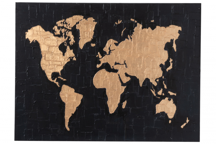 Tablou World Map, Canvas, Negru, 120x4x90 cm