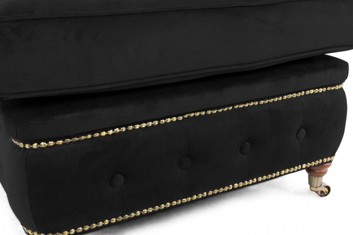 Taburet  Chesterfield, Negru, 75x45x70 cm [4]