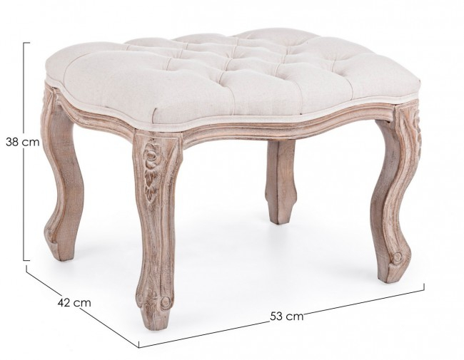 Taburet DIVA, tesatura, alb, 53x42x38cm [2]