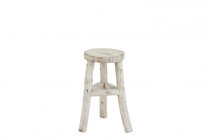 Taburet Ibiza, Lemn, Alb, 26x26x50 cm [3]