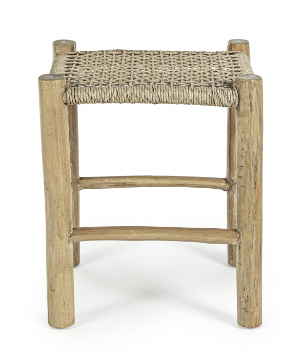 Taburet Lampok H45, Lemn/Fibre sintetice, Natur, 38x38x45 cm [3]