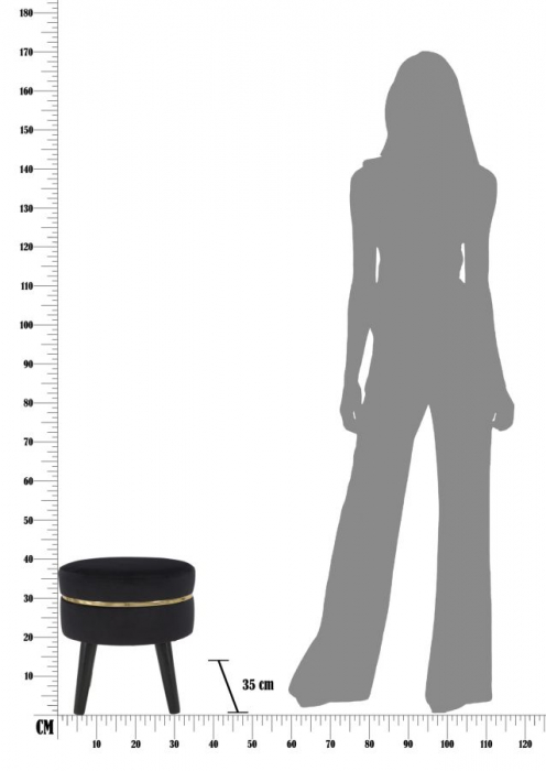 Taburet PARIS, negru, 35X40.5 cm, Mauro Ferretti [9]