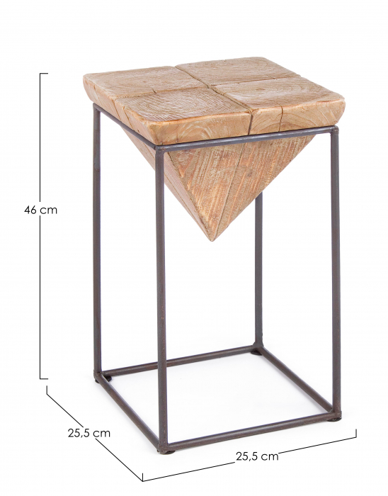 Taburet Prismy, Lemn/Otel, Maro, 25.5x25.5x46 cm [4]