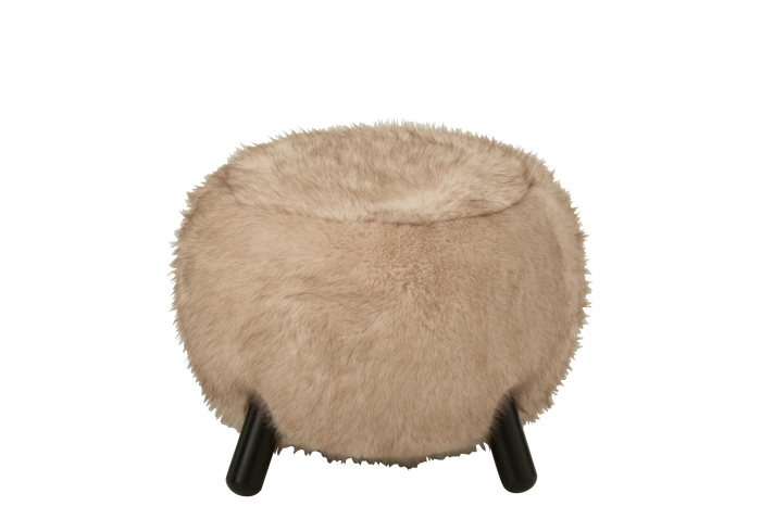 Taburet Teddy, picioare din lemn, culoare taupe, lemn [2]