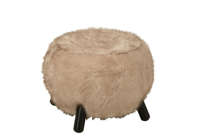 Taburet Teddy, picioare din lemn, culoare taupe, lemn [1]