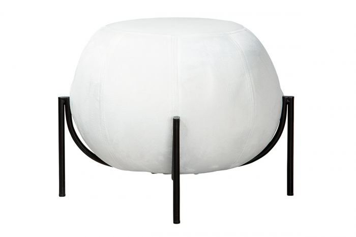 Taburet York, Catifea/Metal, Alb/Negru, 59x40x59 cm [2]