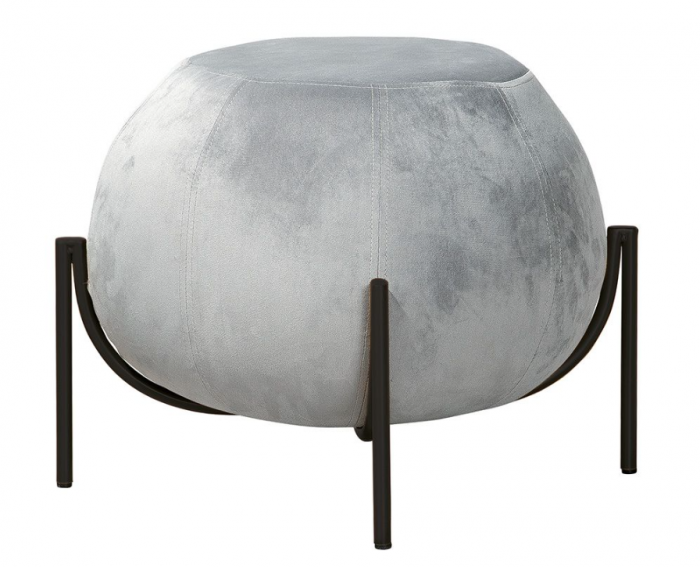 Taburet York, Catifea/Metal, Gri/Negru, 59x40x59 cm [2]