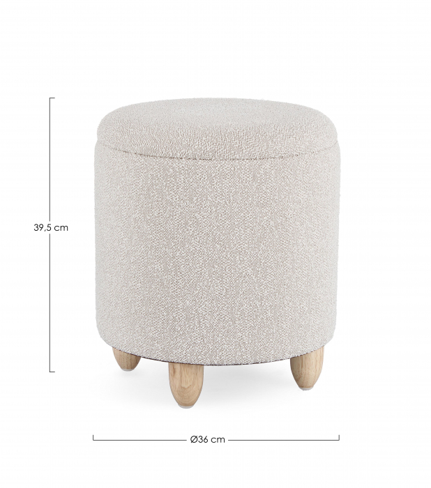 Taburet Zena cu spatiu de depozitare, MDF, Gri/Maro, 36xx39.5 cm [2]