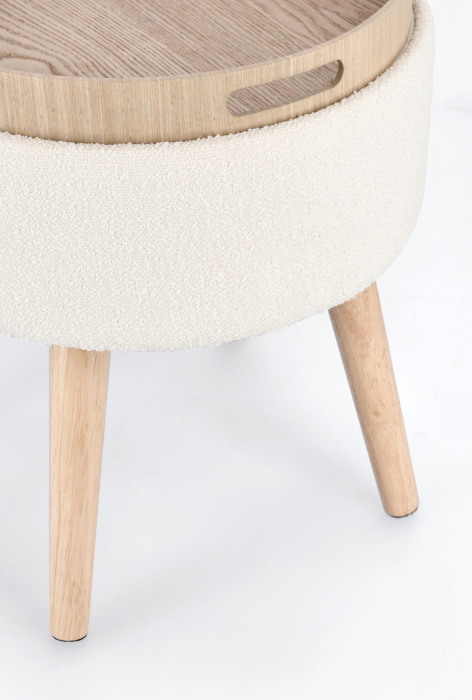 Taburet Zoya cu spatiu de depozitare, MDF, Alb/Maro, 39xx42.5 cm [3]