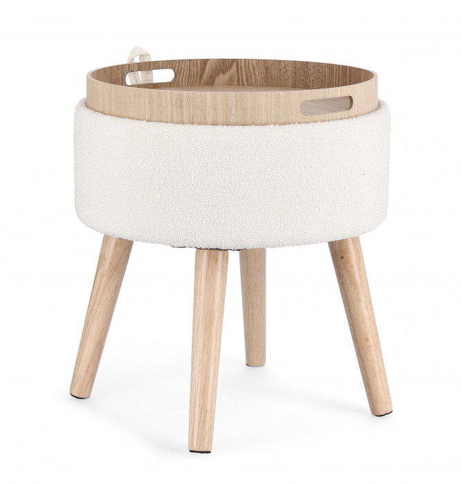 Taburet Zoya cu spatiu de depozitare, MDF, Alb/Maro, 39xx42.5 cm [6]