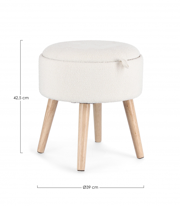 Taburet Zoya cu spatiu de depozitare, MDF, Alb/Maro, 39xx42.5 cm [2]