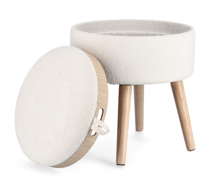 Taburet Zoya cu spatiu de depozitare, MDF, Alb/Maro, 39xx42.5 cm [5]