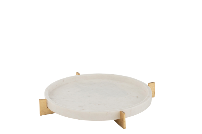 Tavă de marmură, bază metalică, gri/șampanie [2]