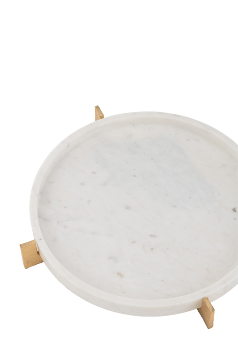 Tavă de marmură, bază metalică, gri/șampanie [3]