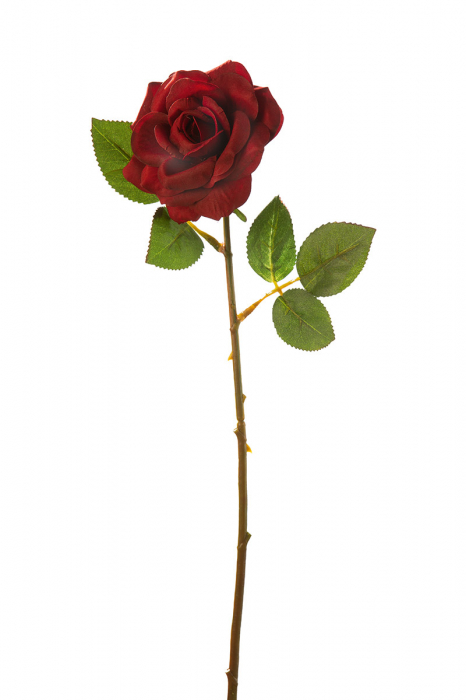 Trandafir artificial Flora, fibre sintetice, grena, 44 cm