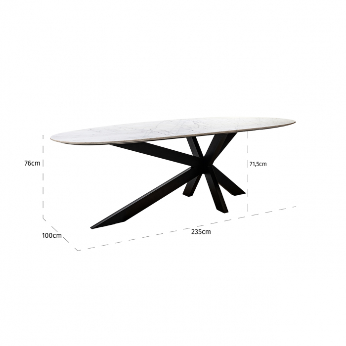 Masa Trocadero, Alb/Negru, Marmura, 100x76x220 cm [5]