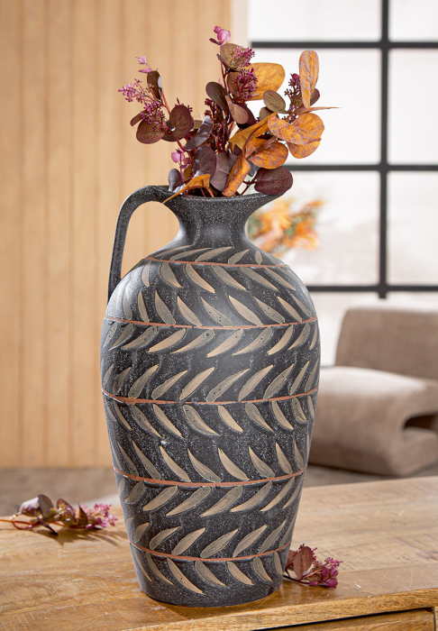 Ulcior / Vaza, "Oliva", Ceramica, verde, negru, PU 1, H 36 cm, A. 20 cm [3]