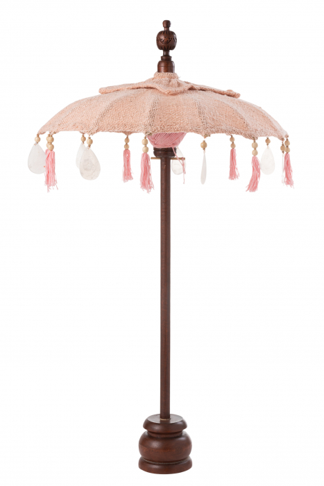 Umbrela de soare cu suport, Lemn, Roz deschis, 57x57x51 cm