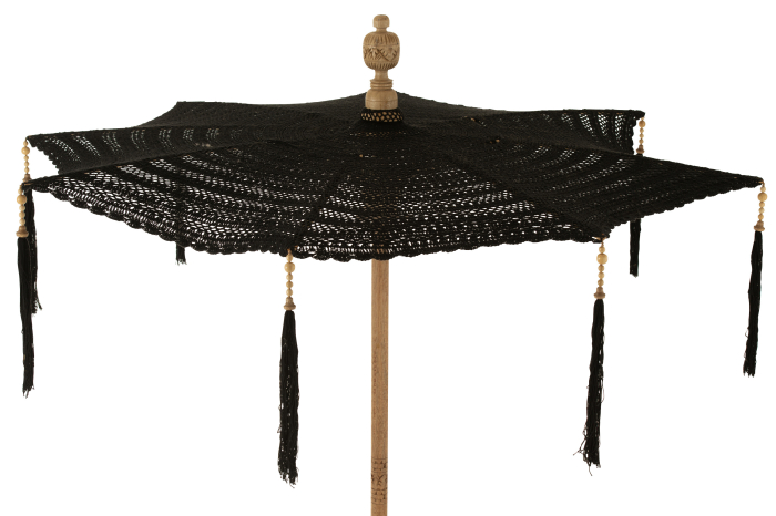 Umbrela decorativa, Textil, Negru, 140x140x253 [3]