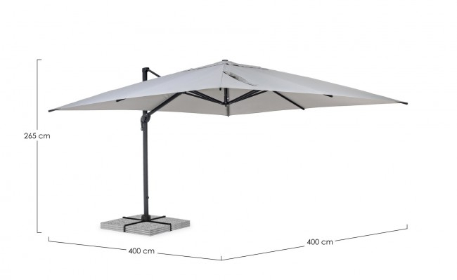 Umbrela Ines, Aluminiu-Poliester, Gri, 400x400x278 cm  [2]