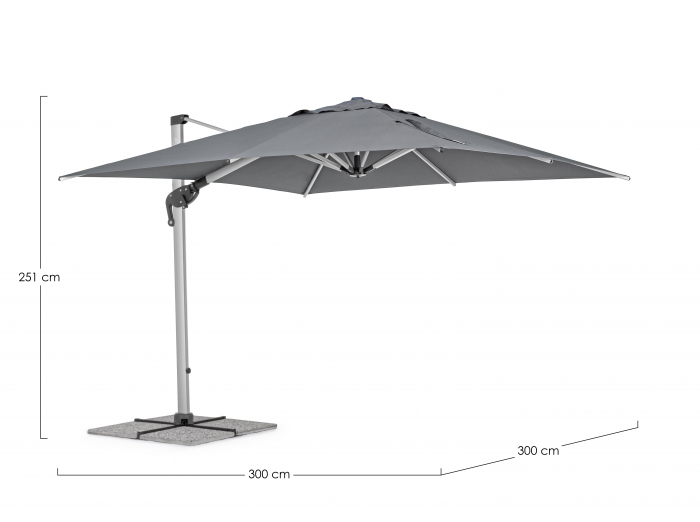 Umbrela Ines, Aluminiu-Poliester, Gri inchis, 300x300x251 cm [7]