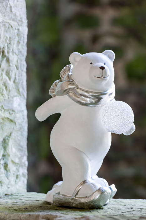 Figurina Urs polar, Ceramica, Argintiu, 23x16x37 cm [4]