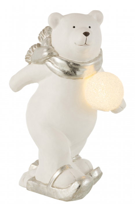 Figurina Urs polar, Ceramica, Argintiu, 23x16x37 cm [2]