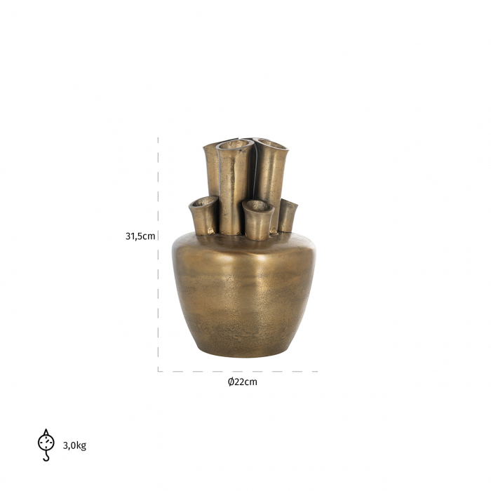 Vaza  Roisee, Aluminiu, Auriu, 31.5x22x22 cm [3]