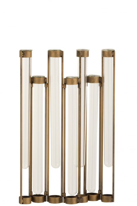 Vaza 7 Tubes, Metal Fier, Auriu, 30x3x39.5 cm