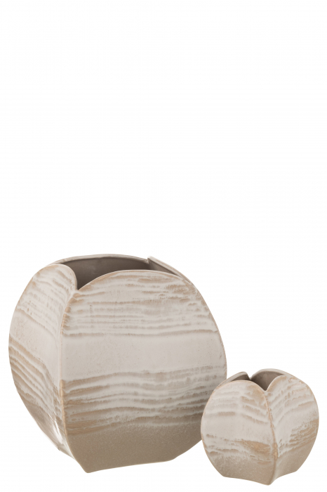 Vază, Abstractă Pătrată Argilă Bej M, L 23| W 22.5| H 26.5 cm [2]