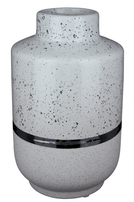 Vaza Algarve, Ceramica, Alb/Argintiu, 12.5x19.5x12.5 cm [3]