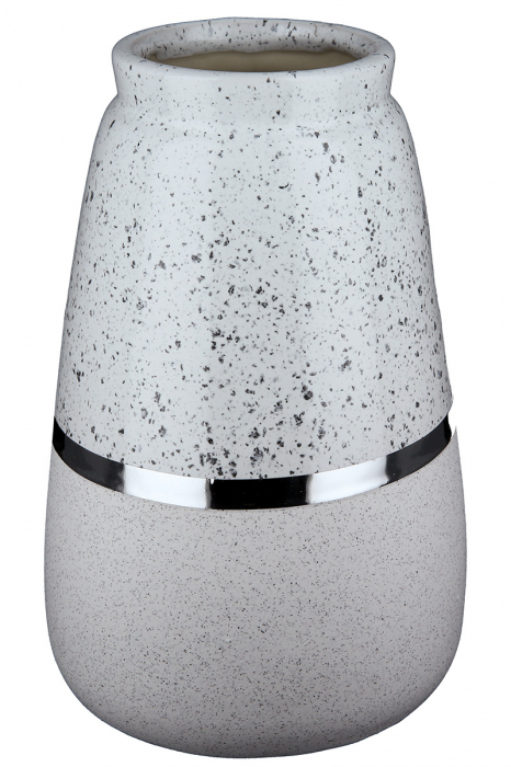Vaza Algarve, Ceramica, Alb/Argintiu, 14.5x22x14.5 cm [2]