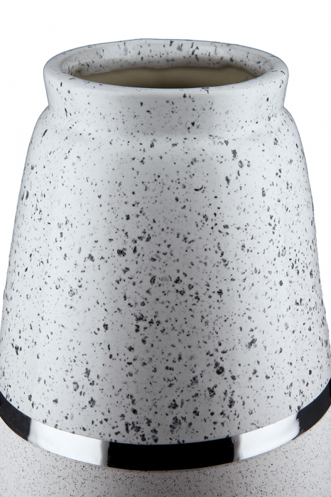 Vaza Algarve, Ceramica, Alb/Argintiu, 14.5x22x14.5 cm [3]