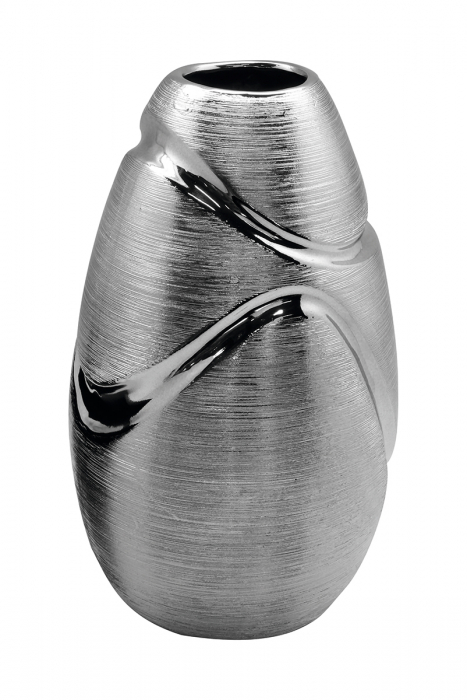 Vaza Arcos, ceramica, argintiu, 13.5x13.5x20.5 cm