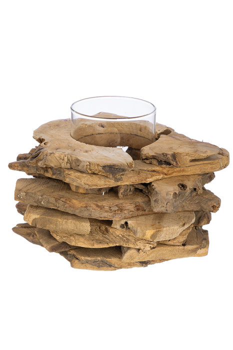 Vaza, "Bali", lemn, culori naturale, PU 2, H 18 cm, A. 25 cm [1]