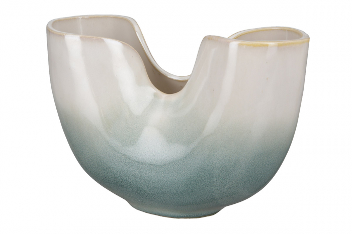 Vaza Bari, Ceramica, Alb Albastru, 7.5x23x15 cm