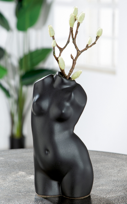 Vaza Black Lady, Ceramica, Negru, 10.5x21x9 cm