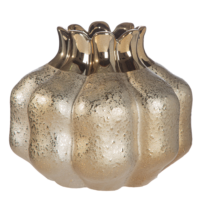 Vaza, bulboasa, "Granato", Ceramica, aurie, PU 2, H 16,5 cm, A. 19 cm [3]