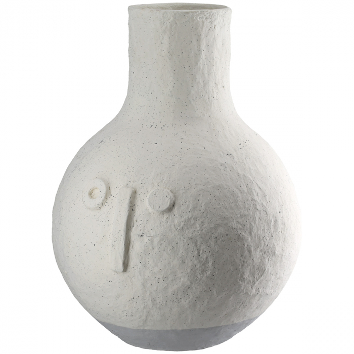Vază, bulboasă, motiv fețe, pătată, bumbac, crem, PU 1, H 31 cm, D 25 cm [1]