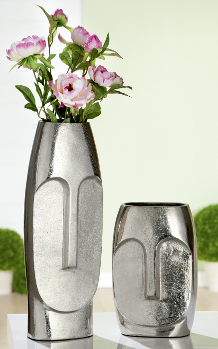 Vaza Bulbous, aluminiu, argintiu, 15x23x10 cm