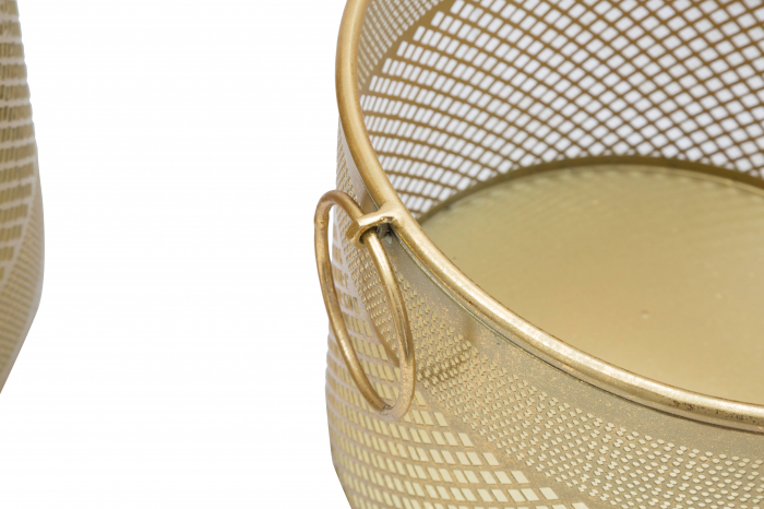 Set 3 ghivece Cage Tris, Fier, Auriu, 34/28/22x40/35/30x40/35/30 cm [5]