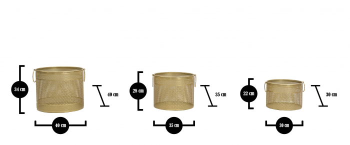 Set 3 ghivece Cage Tris, Fier, Auriu, 34/28/22x40/35/30x40/35/30 cm [7]