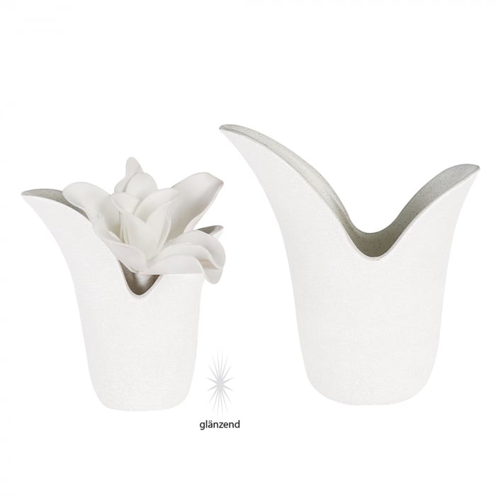 Vaza, ceramica, alb, 21x23x13 cm