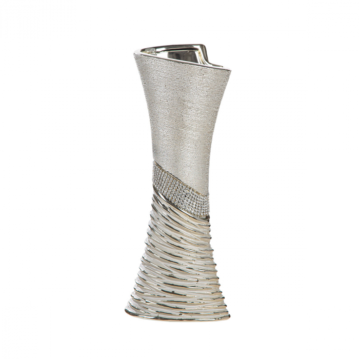Vază, Ceramică, culoarea șampaniei, culoarea argintie, PU 2, L. 10 cm, l. 12 cm, H 30 cm [1]