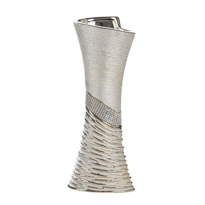 Vază, Ceramică, culoarea șampaniei, culoarea argintie, PU 2, L. 11 cm, l. 14 cm, H 39 cm [1]