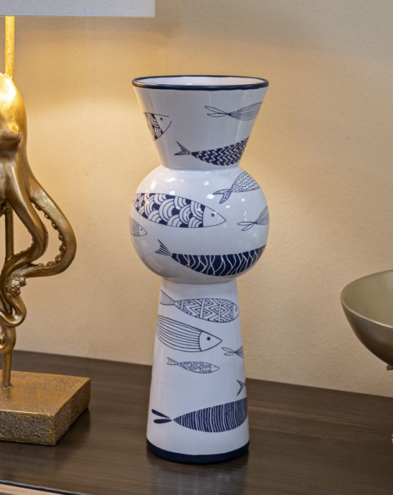 Vaza, ceramica inalta, motiv peste, ø 14x38,5 cm [6]