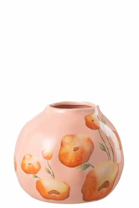 Vaza, Ceramica, Roz, 20.5x20.5x17