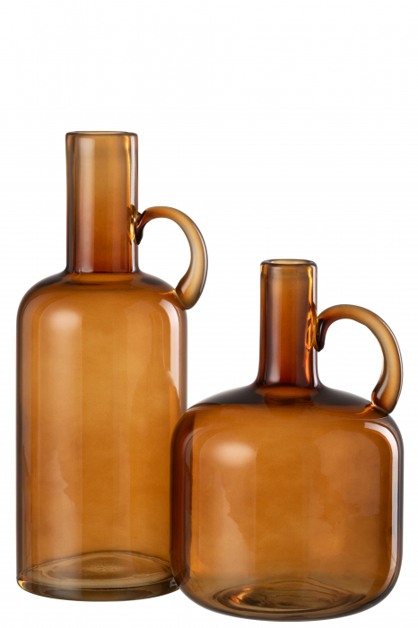 Vază, Cilindru 1 Mâner Sticlă Maro, L 14| W 12| H 32 cm [2]